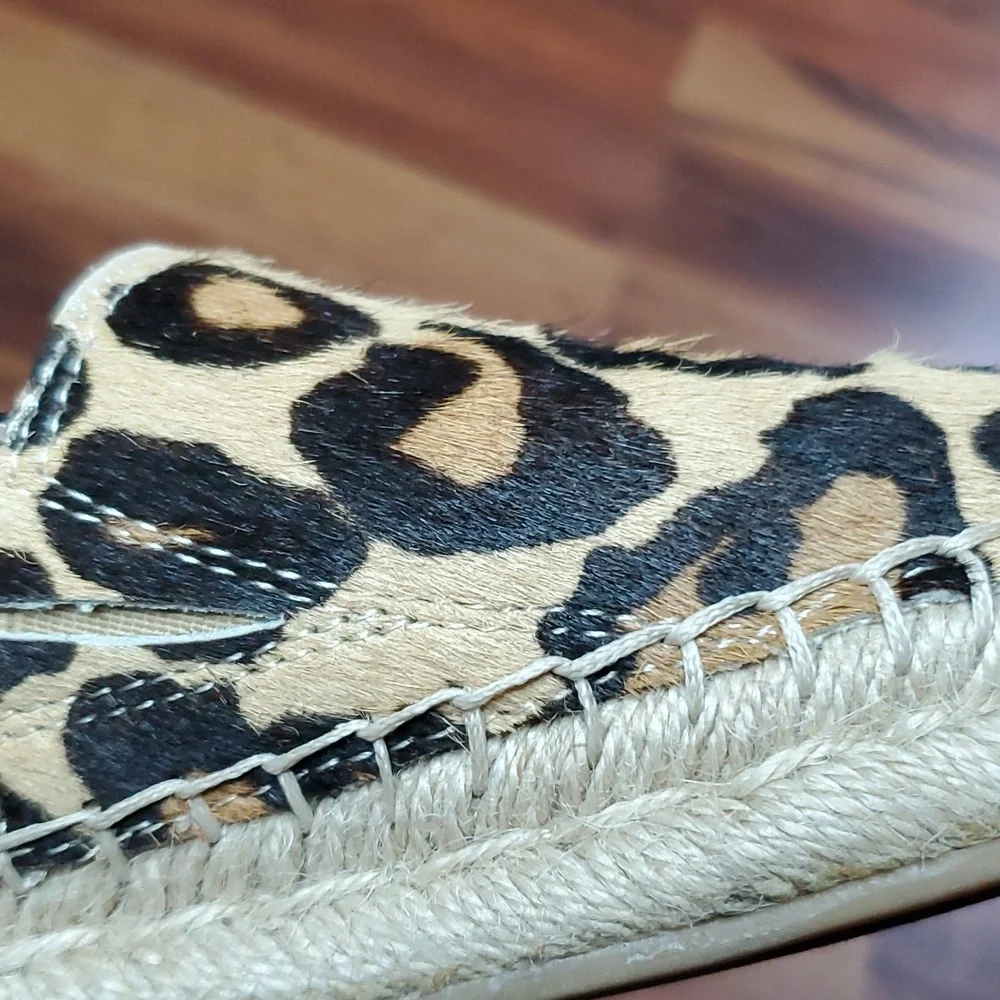 Sam Edelman Khloe Calf Hair Espadrille Leopard Print Leather 8.5